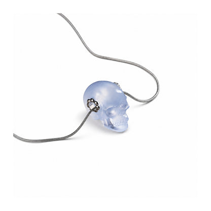 1.0" Blue Chalcedony Crystal Skull Necklace - Chain Detail