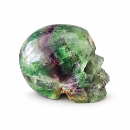 3 inch green fluorite crystal skull, back view