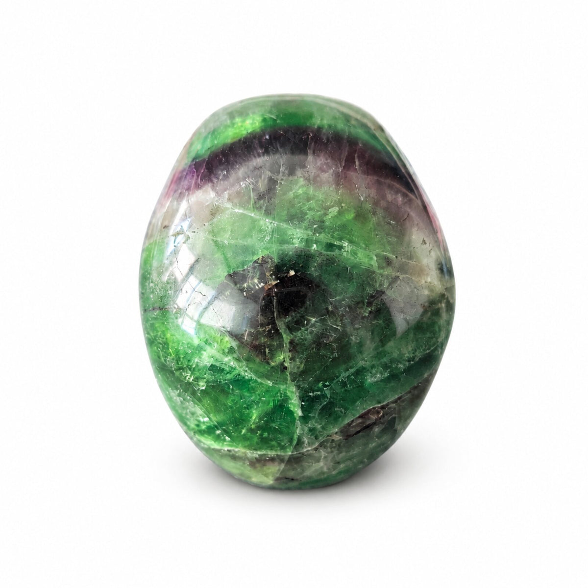 3 inch green fluorite crystal skull, rear three-quarter view